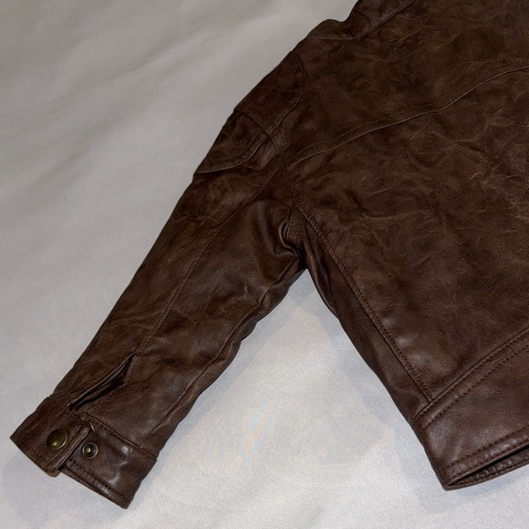 Baby GAP Faux Leather Moto Bomber Jacket Toddler Brown Sz 2 Years - Picture 7 of 15
